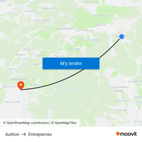 Authon to Entrepierres map