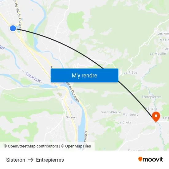 Sisteron to Entrepierres map