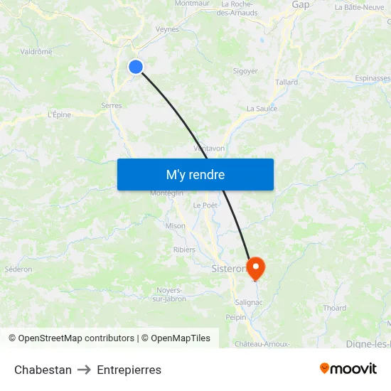 Chabestan to Entrepierres map