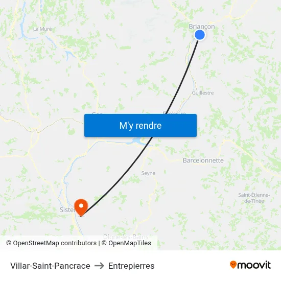Villar-Saint-Pancrace to Entrepierres map
