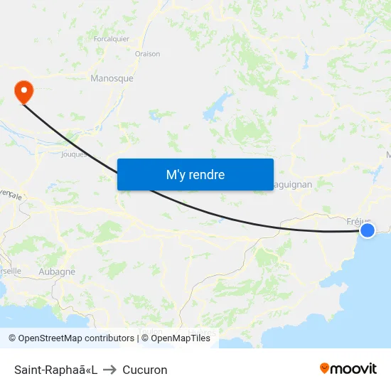 Saint-Raphaã«L to Cucuron map
