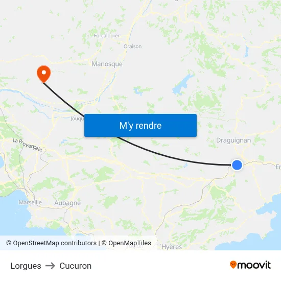 Lorgues to Cucuron map