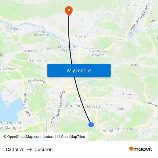 Cadolive to Cucuron map