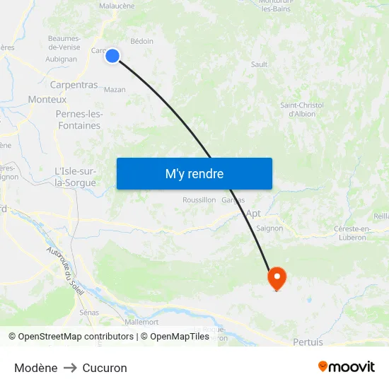 Modène to Cucuron map