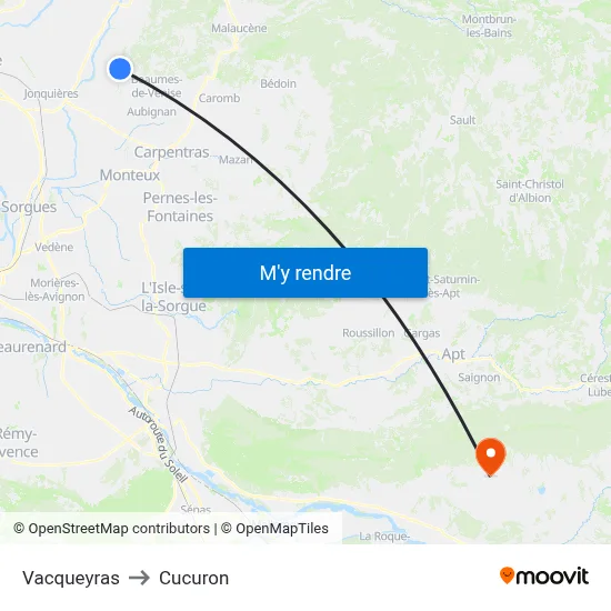 Vacqueyras to Cucuron map