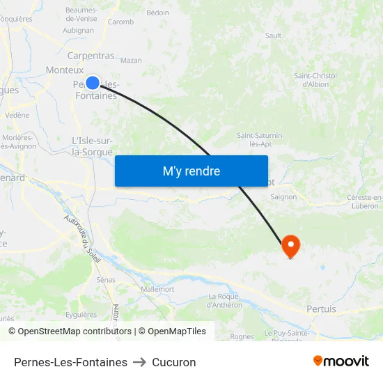 Pernes-Les-Fontaines to Cucuron map