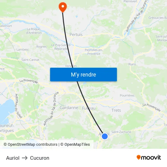 Auriol to Cucuron map