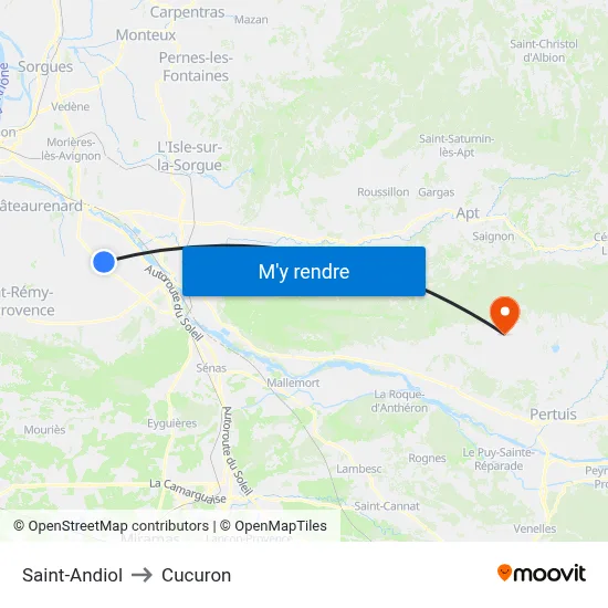 Saint-Andiol to Cucuron map