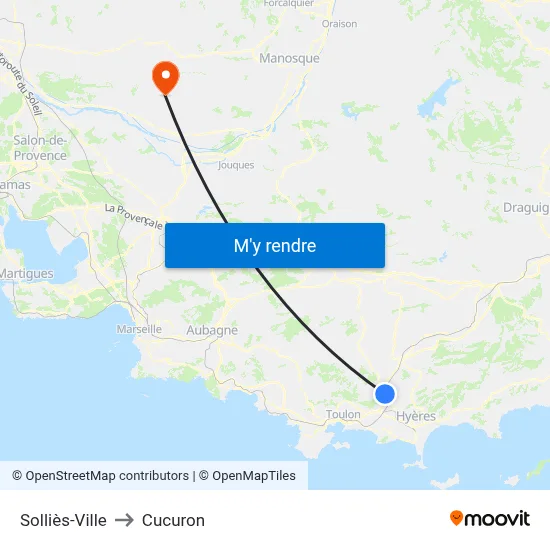 Solliès-Ville to Cucuron map
