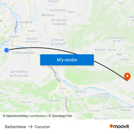 Barbentane to Cucuron map