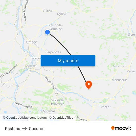 Rasteau to Cucuron map