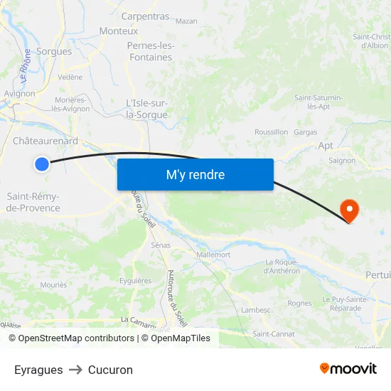 Eyragues to Cucuron map