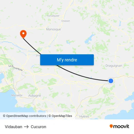 Vidauban to Cucuron map