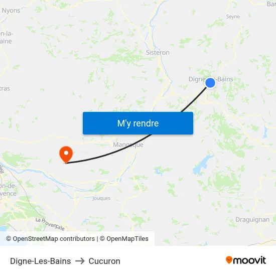 Digne-Les-Bains to Cucuron map