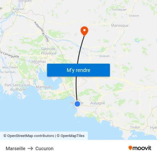 Marseille to Cucuron map