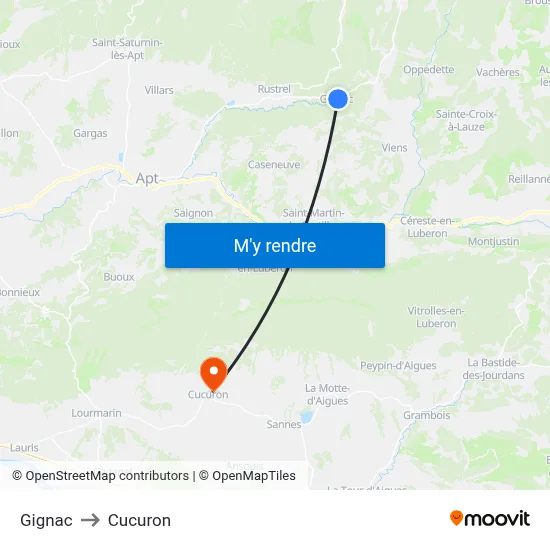Gignac to Cucuron map