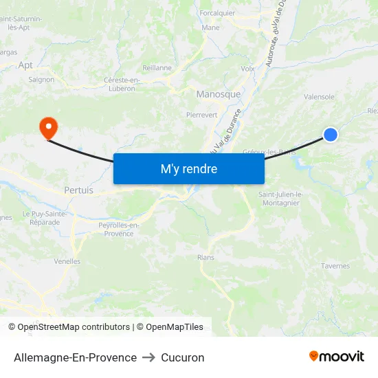 Allemagne-En-Provence to Cucuron map