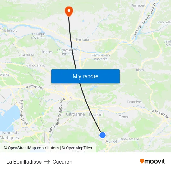 La Bouilladisse to Cucuron map