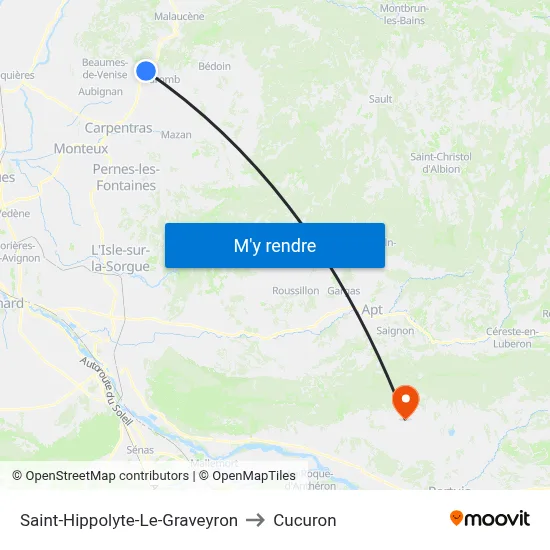 Saint-Hippolyte-Le-Graveyron to Cucuron map