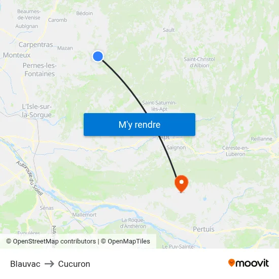 Blauvac to Cucuron map
