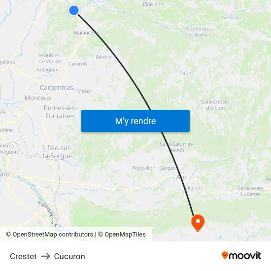 Crestet to Cucuron map