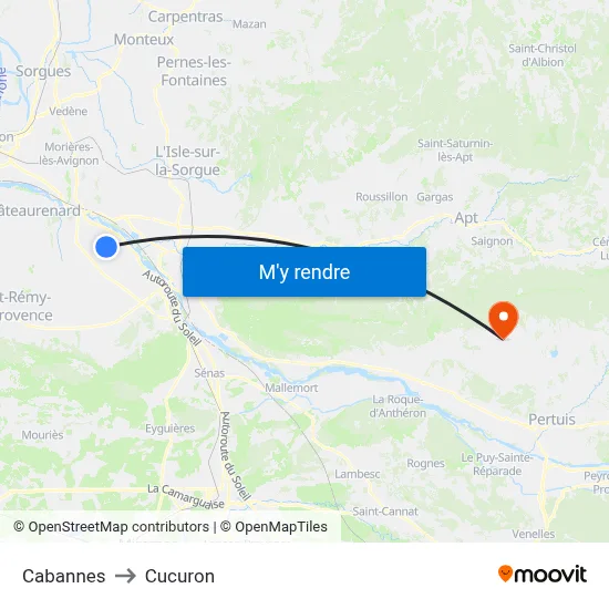 Cabannes to Cucuron map