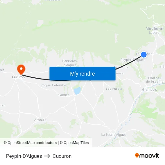Peypin-D'Aigues to Cucuron map