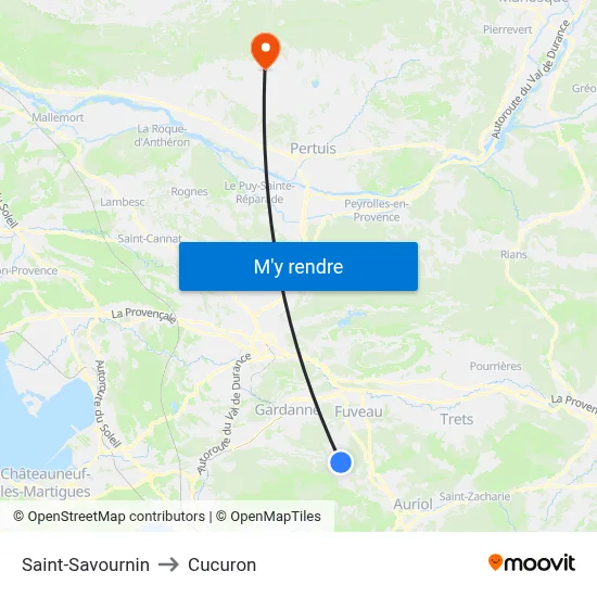 Saint-Savournin to Cucuron map