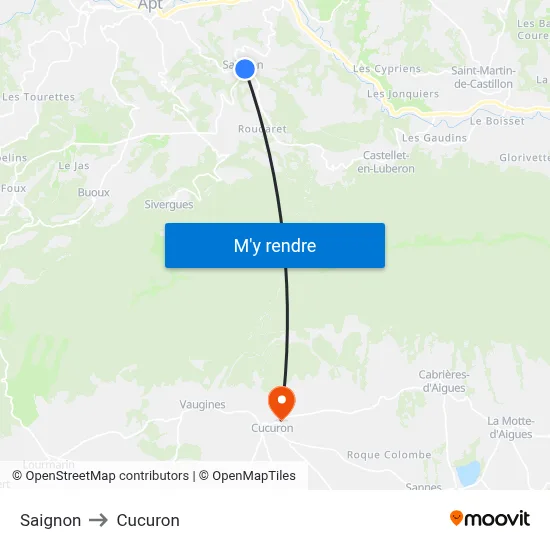 Saignon to Cucuron map
