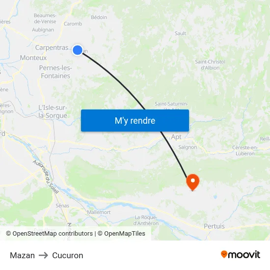 Mazan to Cucuron map