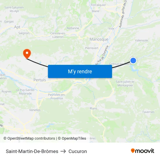 Saint-Martin-De-Brômes to Cucuron map