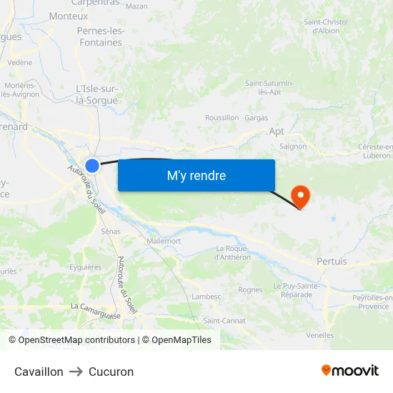 Cavaillon to Cucuron map