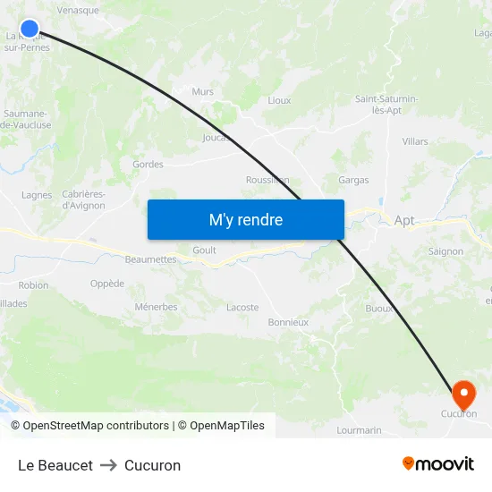 Le Beaucet to Cucuron map