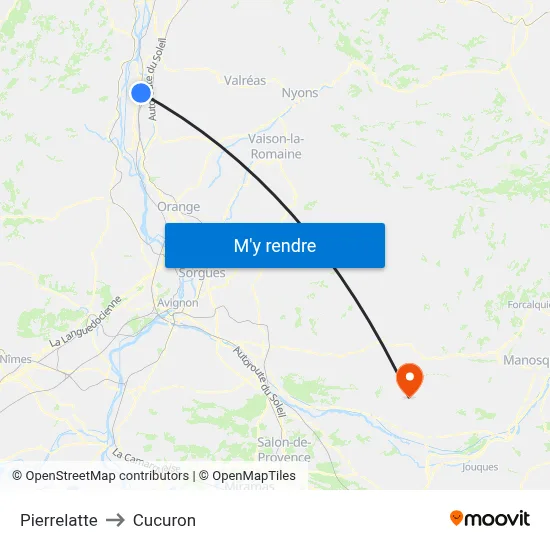 Pierrelatte to Cucuron map
