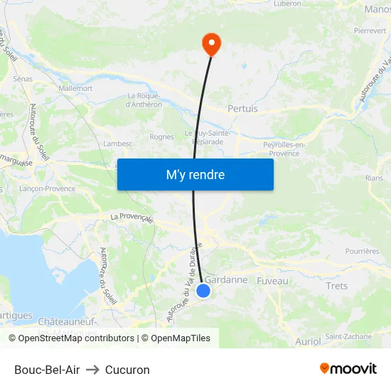 Bouc-Bel-Air to Cucuron map