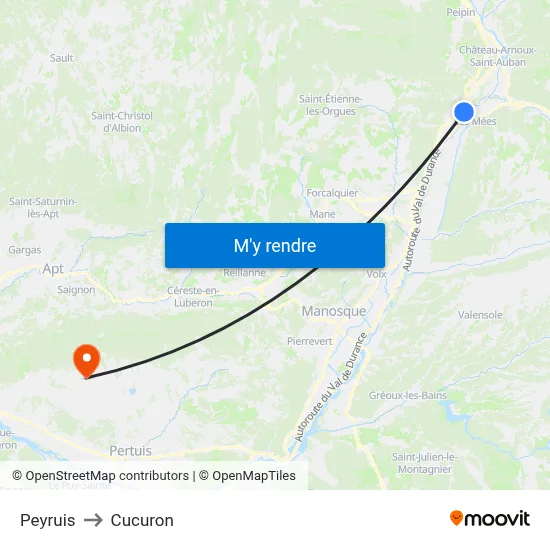 Peyruis to Cucuron map
