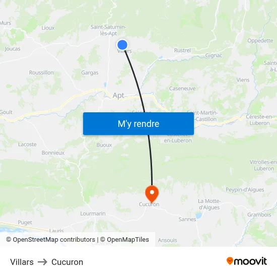 Villars to Cucuron map