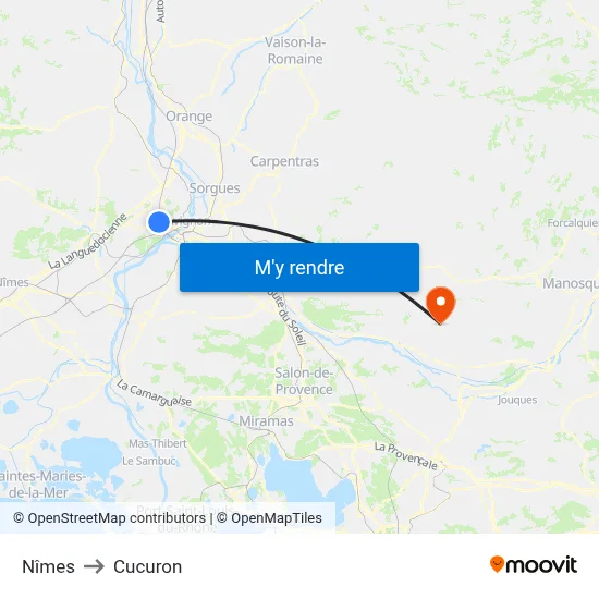 Nîmes to Cucuron map
