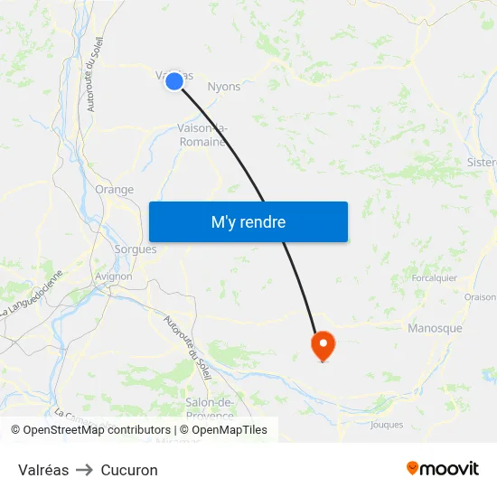 Valréas to Cucuron map
