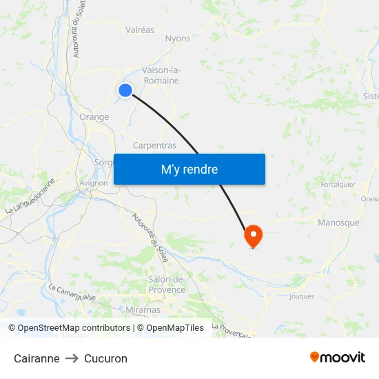 Cairanne to Cucuron map
