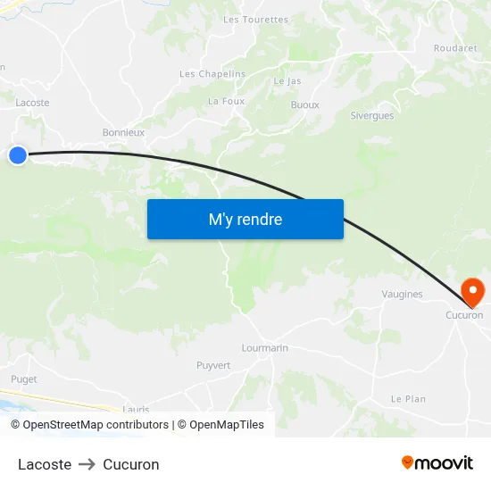 Lacoste to Cucuron map