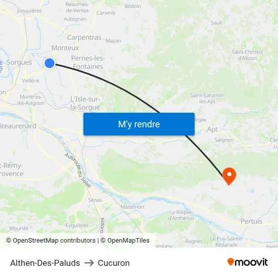 Althen-Des-Paluds to Cucuron map