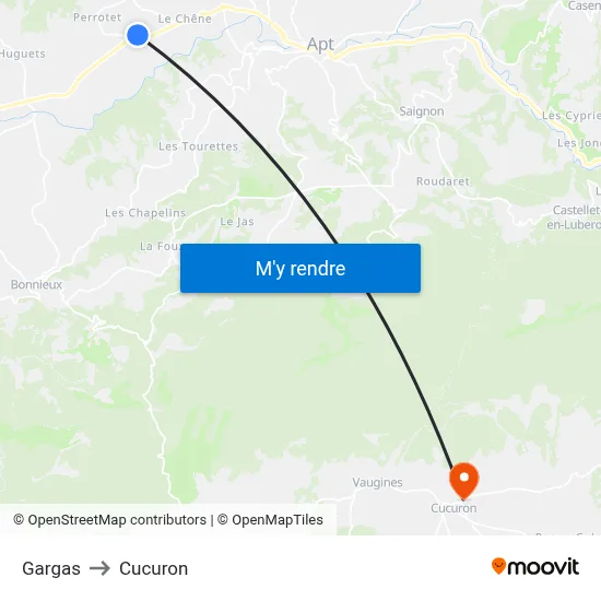 Gargas to Cucuron map