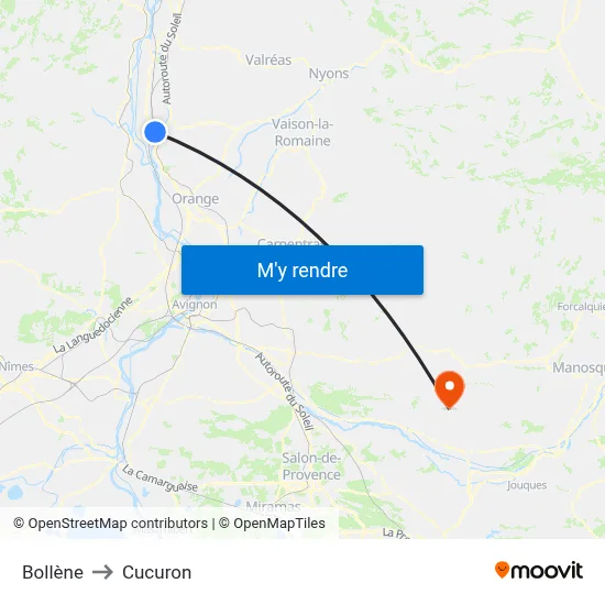 Bollène to Cucuron map