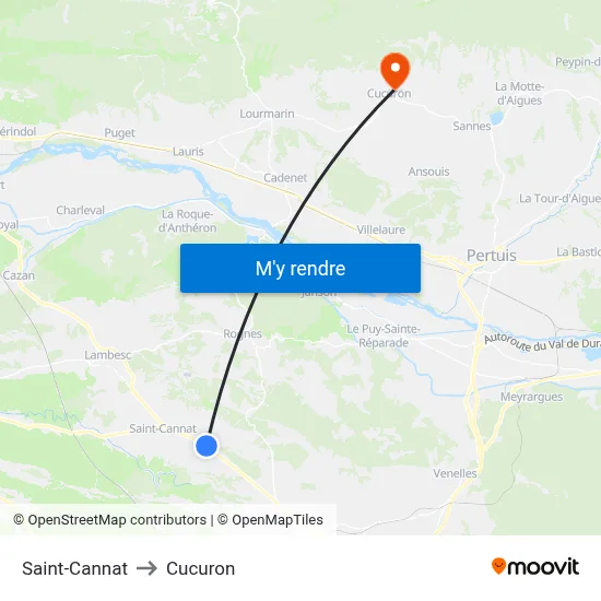 Saint-Cannat to Cucuron map