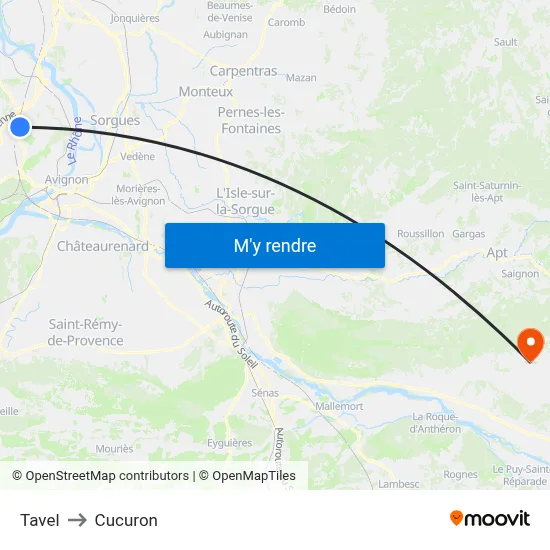 Tavel to Cucuron map