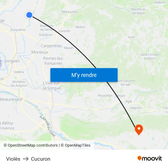Violès to Cucuron map