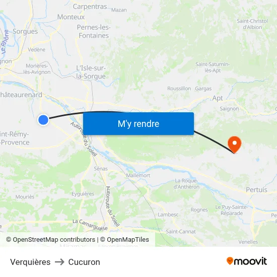 Verquières to Cucuron map