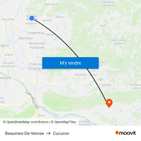 Beaumes-De-Venise to Cucuron map