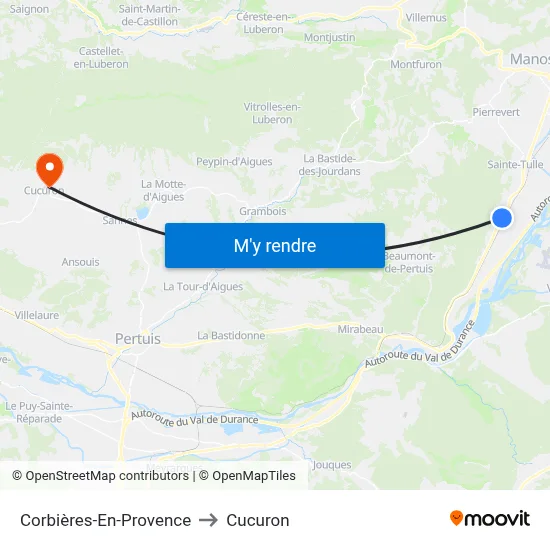 Corbières-En-Provence to Cucuron map